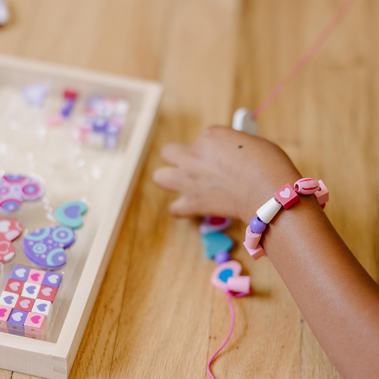 Created by Me! Heart Beads Wooden Bead Kit, 120+ Beads and 5 Cords for Jewelry-Making