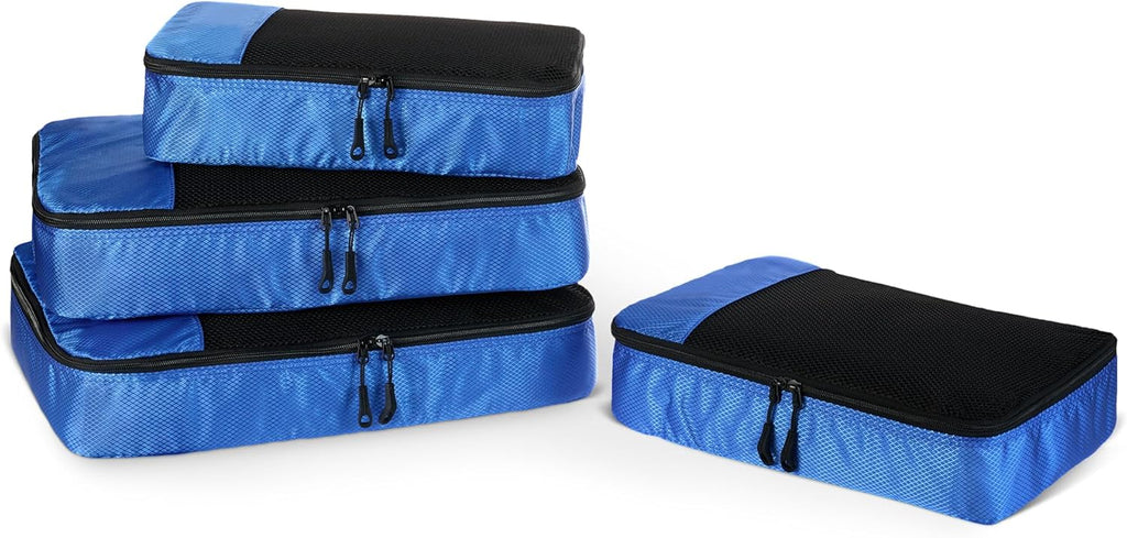 4-Piece Packing Cubes Travel Accessories Set, Space-Saving Luggage Organizer with Double Zipper, Mesh Top, 2 Medium/2