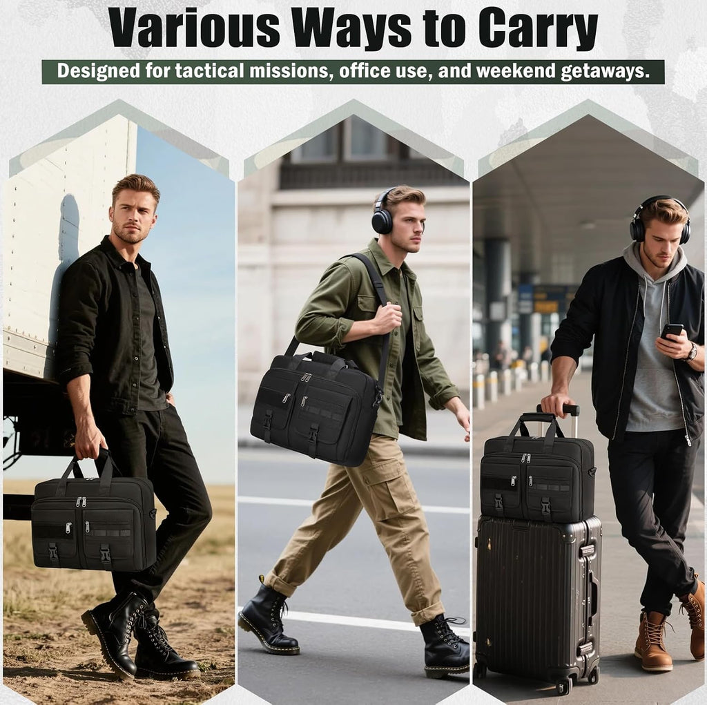 Tactical Laptop Bag for Men 15.6/17.3 Inch Military Laptop Briefcase with MOLLE Large Business Travel Messenger Bag