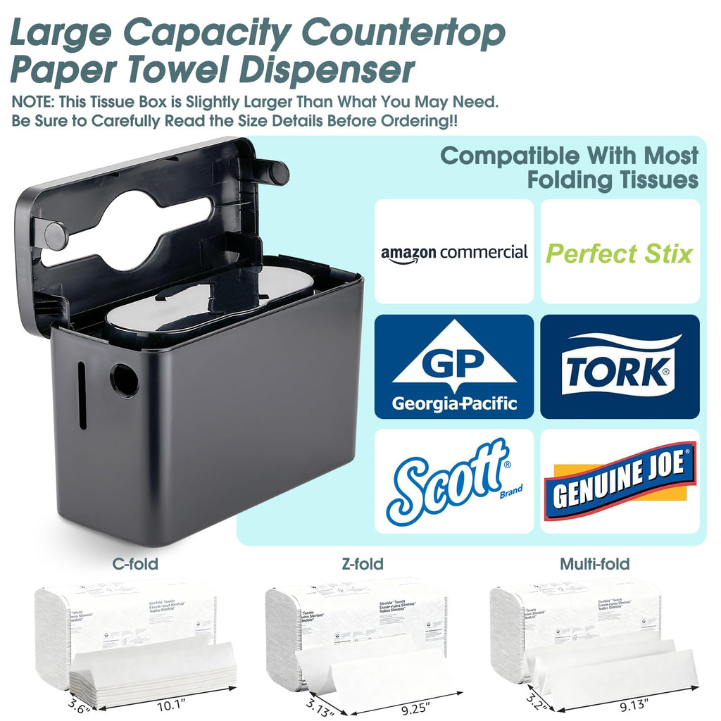 Multifold Paper Towel Dispenser Countertop, Black