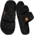 Womens Fuzzy Open-toe Slippers Memory Foam Indoor House Shoes | machine-washable,gifts,memory foam,anti-slip
