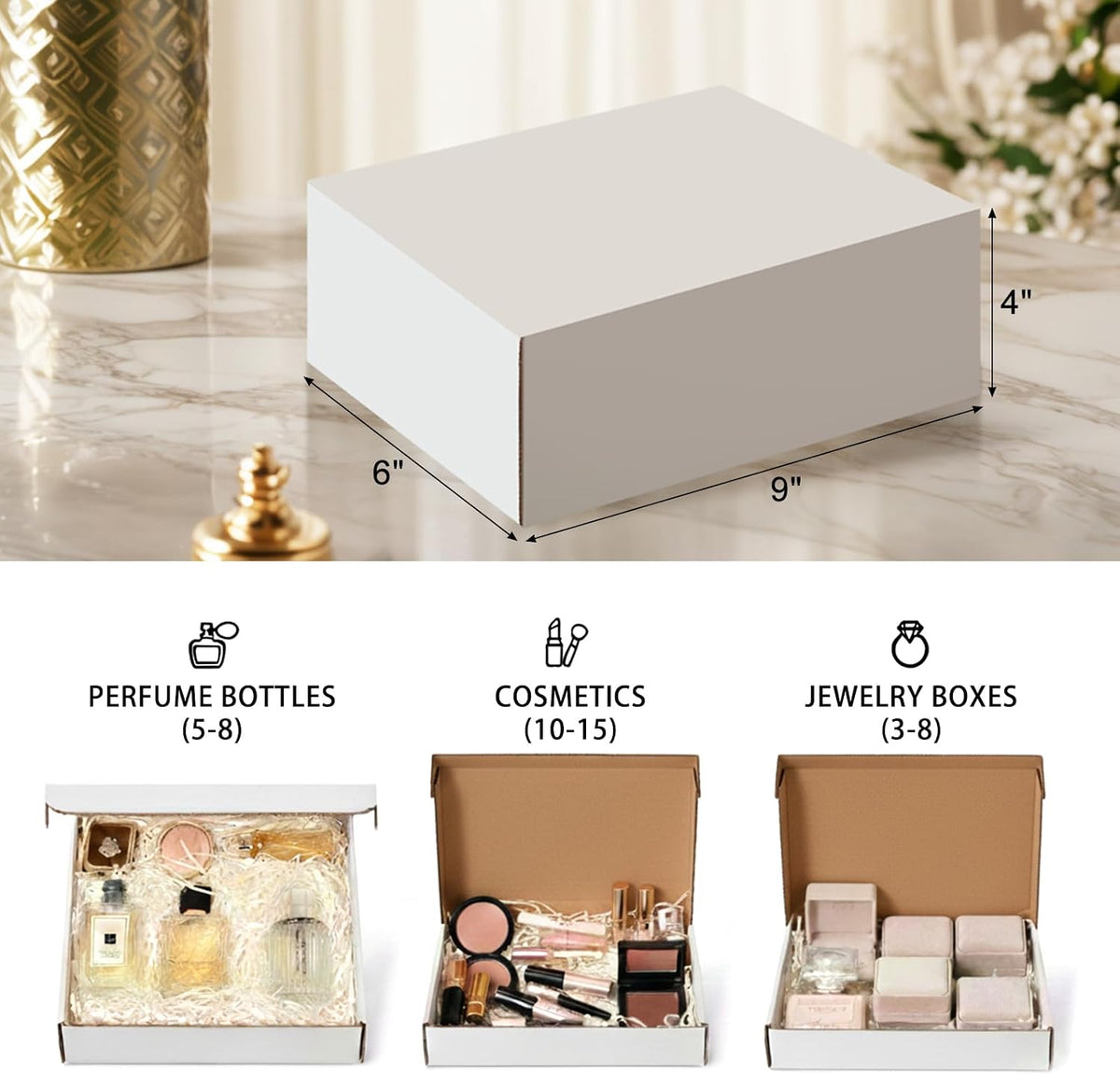 9x6x4 inches Shipping Boxes Set of 25, White Corrugated Cardboard Boxes Literature Mailer Boxes Gift Boxes Small