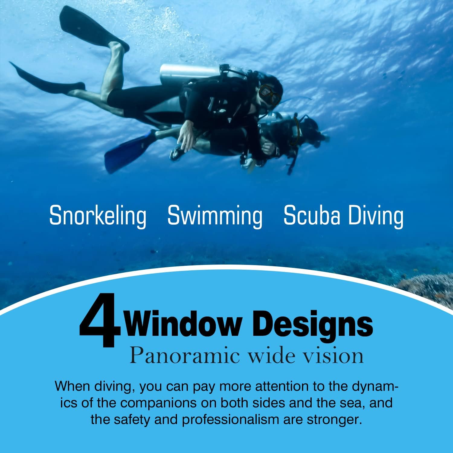 Snorkel Set Wide-View Adult Snorkeling Scuba Gear, Professional Snorkel Goggles Anti-Fog Diving Mask, Anti-Leak Swim