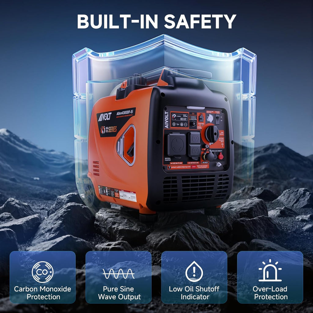 4300W Dual Fuel Inverter Generator 53dB Quiet for RV Camp Home | Remote/Electric Start. 64lbs Wheels Kit. Auto-Switch