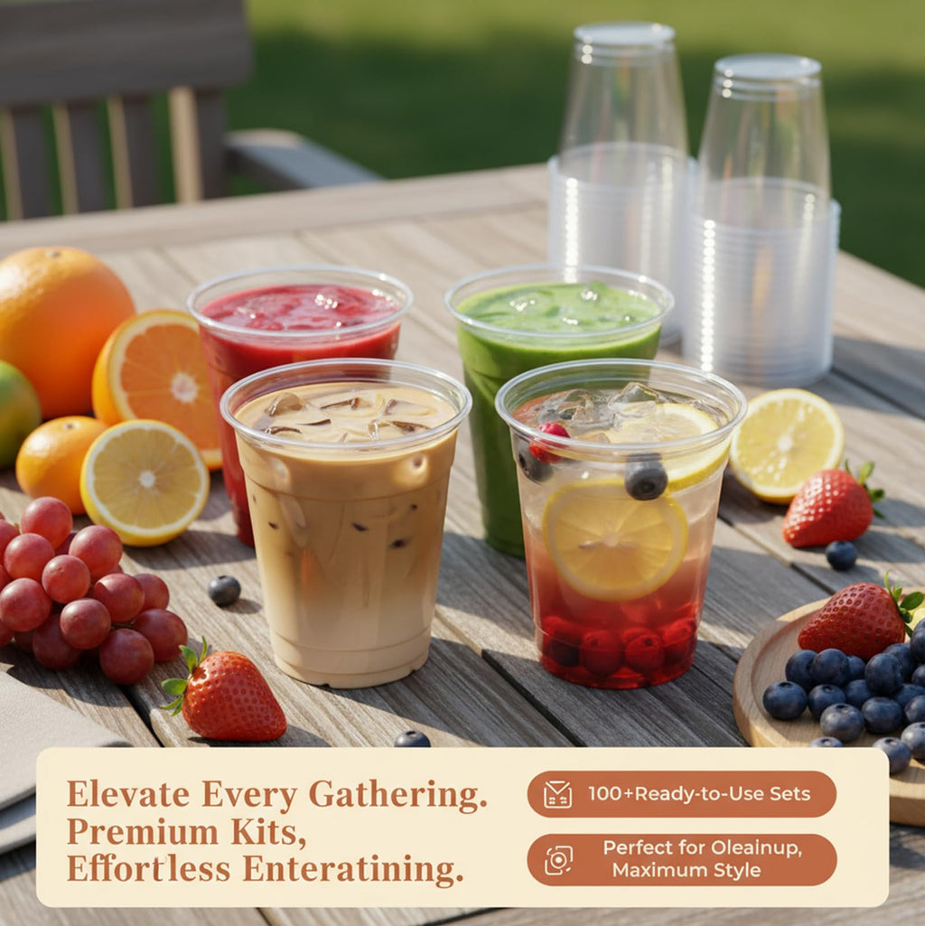 110 Pack 16 oz Clear Plastic Cups with Lids and Straws