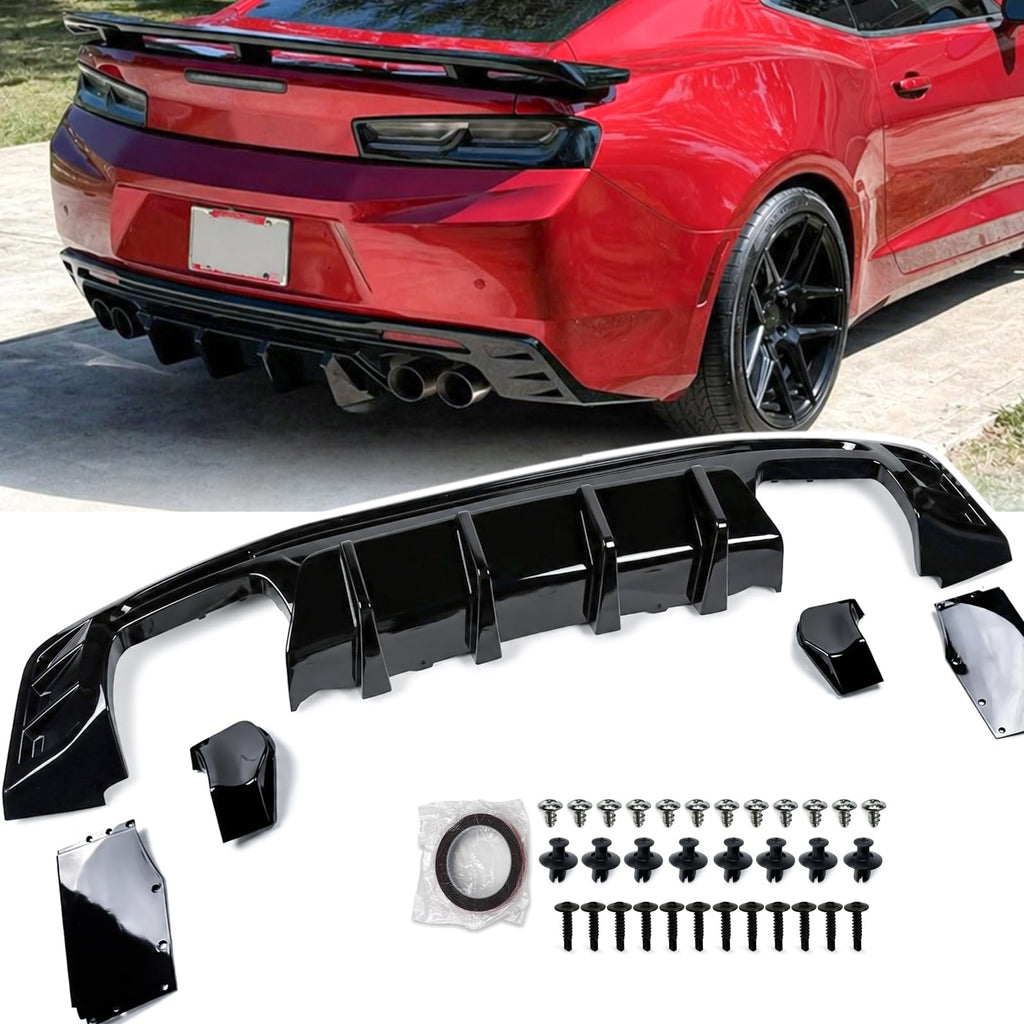 BEOC Rear Diffuser for 2016-2024 Chevy Camaro LS LT RS SS - Glossy Black