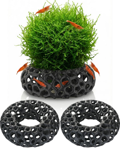 Shrimp Cave for Fish Tank Plants, 2-Pack Round Aquarium Caves for Cherry & Dwarf Shrimp, Plant-Compatible Shrimp Tank