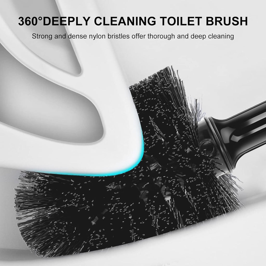 Toilet Brush and Plunger Set, Semi-Hidden Toilet Plungers, Black | Heavy Duty Toilet Bowl Brush and Holder for