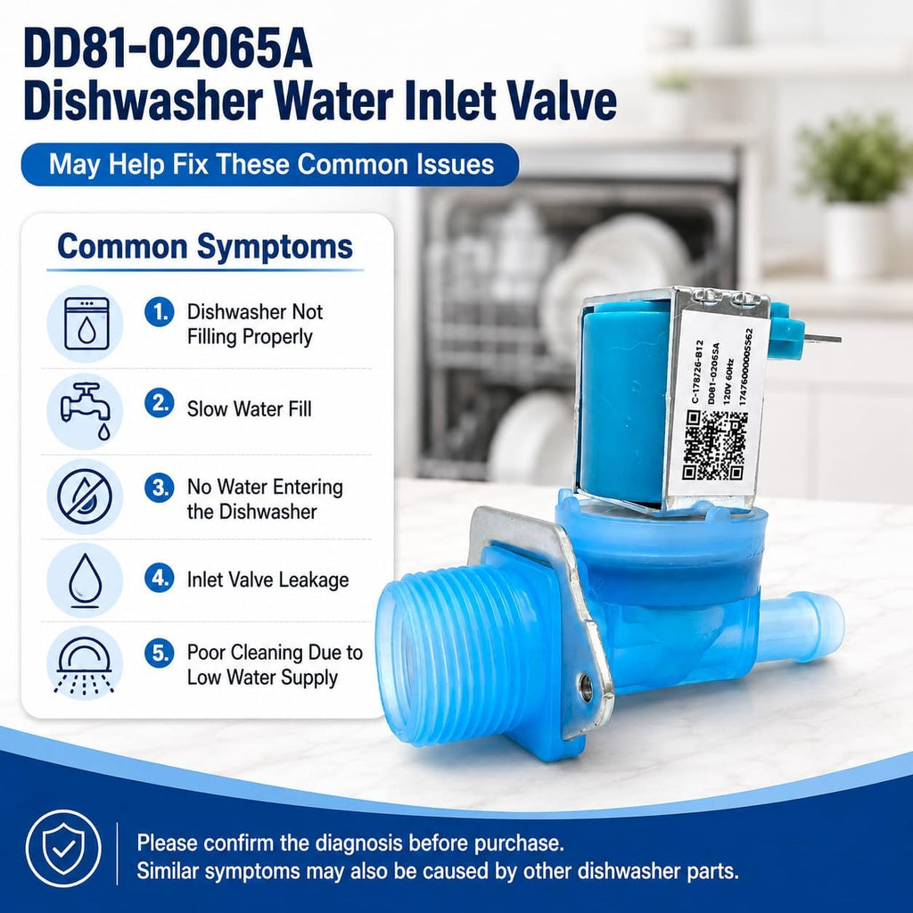 DD81-02065A Dishwasher Water Inlet Valve Compatible with Samsung Dishwasher