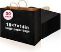 30 Pack 18x14x7 Inch Large Black Paper Bags with Handles