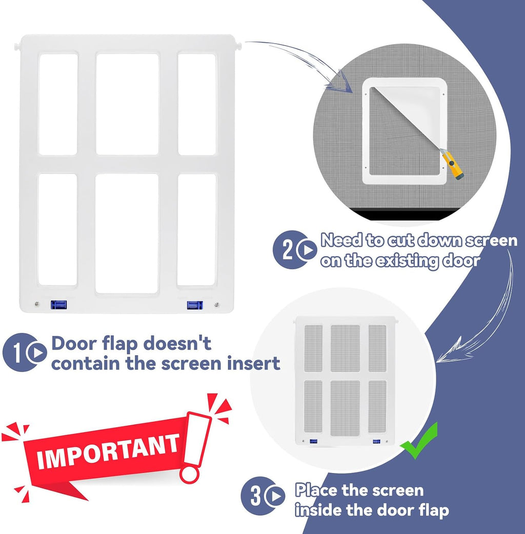 Cat Screen Door, Flap Opening 8.3 x 10.3 inches, Doggie Door for Screen Door, Window Cat Door Magnetic Self-Closing