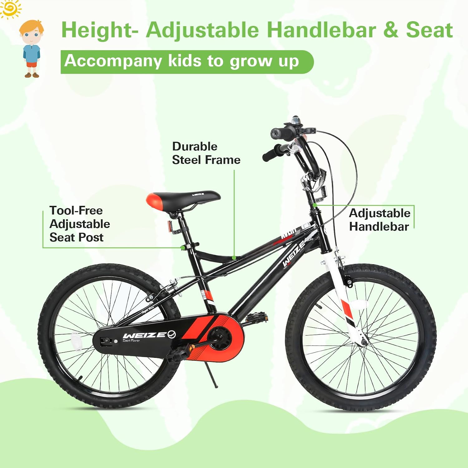 Kids Bike, 14 16 20 Inch Children Bicycle for Boys Girls Ages 4-12 Years Old Coaster Brake Multicolor