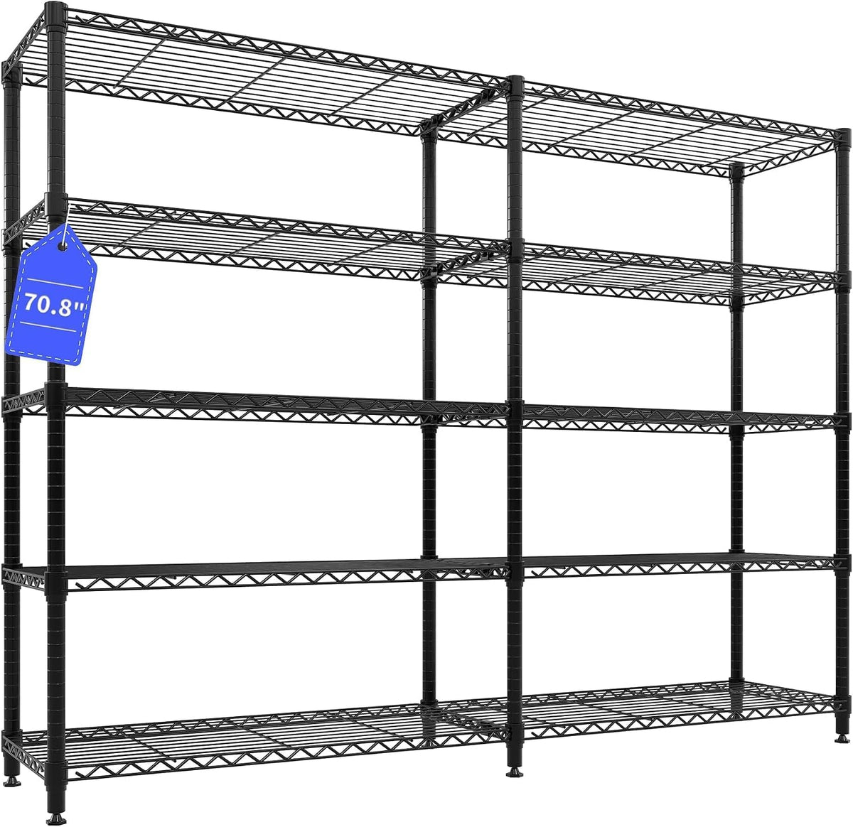 71" Wide Storage Shelves Metal Shelving Units 5 Tier, 1325LBS