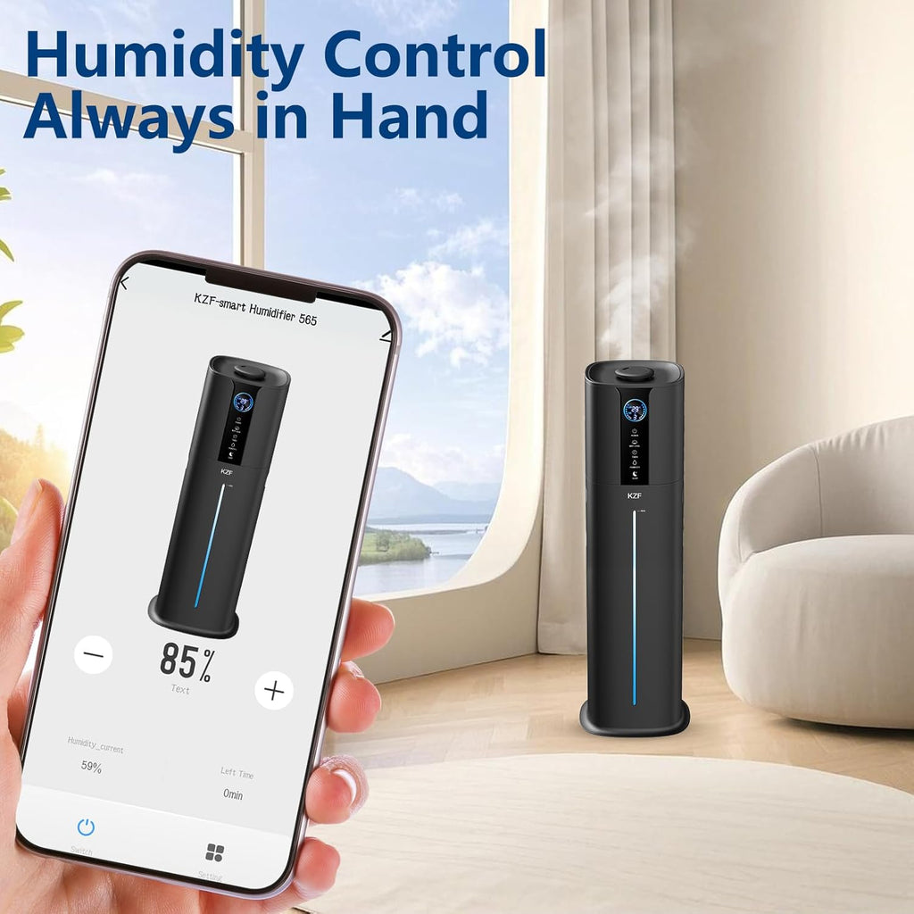 9L Smart Humidifier for Bedroom Large Room, Black | 2.3Gal Cool Mist, Top Fill Diffuser, App & Remote Control, 3 Mist