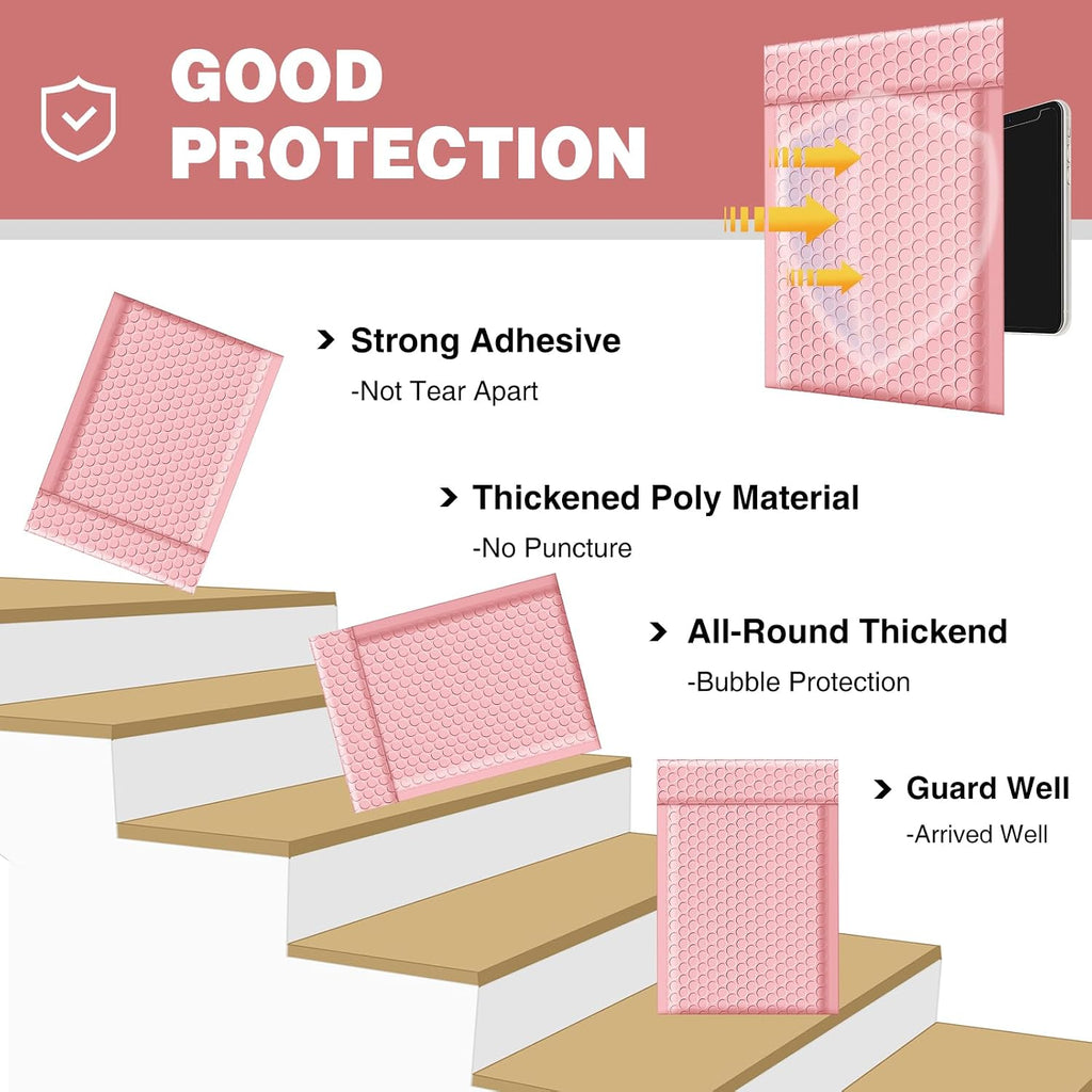 Pink Bubble Mailers 8.5 X 11 for Clothes and Books, 40pcs