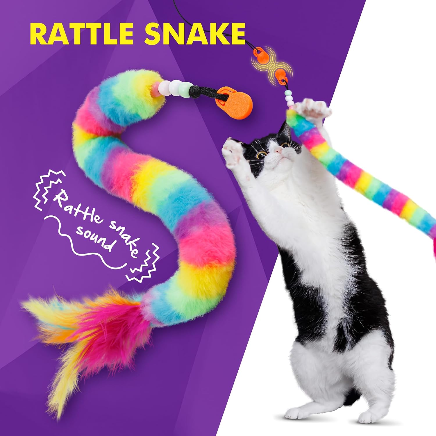 Snatch Pack - 5 Magnetic Attachments for The Snatch Magnetic Wand Toy - Catnip Mouse, Rattle Snake, Crinkle Fish