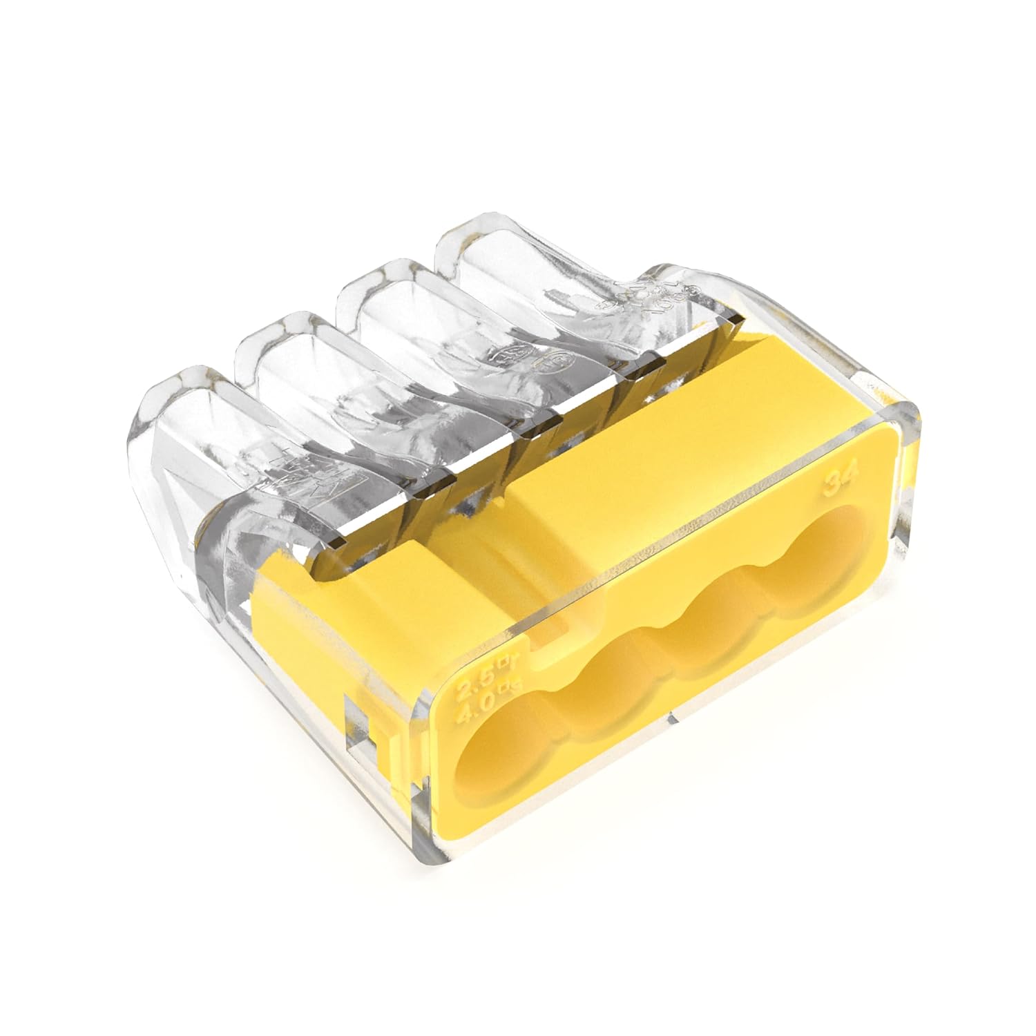 Ideal Electrical in-Sure Push-in Wire Connector, 4-Port (30-1034P), Bag of 100-Color Coded No-Twist Connectors for
