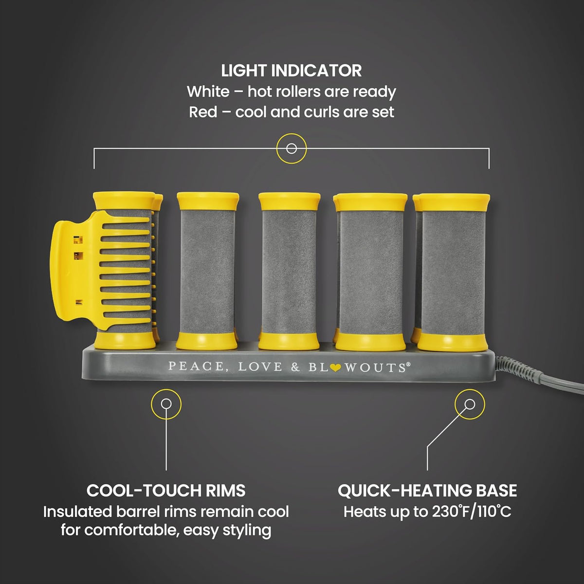 Drybar The Roller Club Curling Hot Rollers | 10 Rollers, 2 Sizes, Heats-Up Fast, Gentle on Hair, Reduces Frizz, Adds