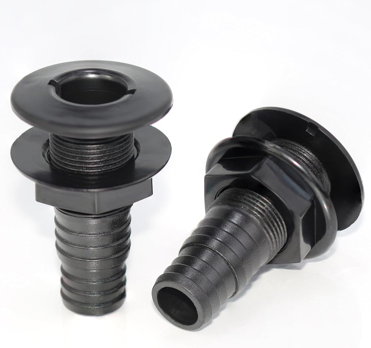 2Pcs Thru Hull Fitting(1"), Marine Through Hull Connector Fitting for Boats, Black