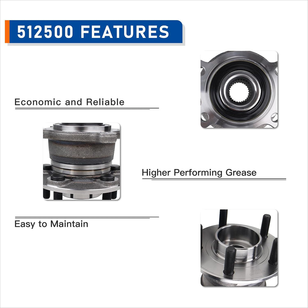 PAROD 512500 AWD Rear Wheel Hub Bearing Assembly fit for 2013-2018 Ford Escape, 2015-2019 Lincoln MKC (Pair)