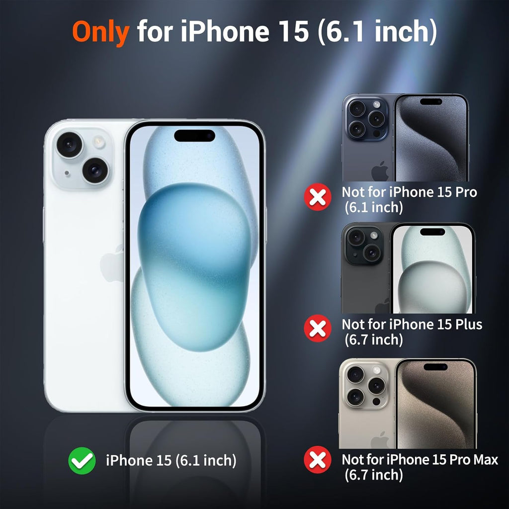 Magnetic for iPhone 15 Case (Compatible with MagSafe) (Military Grade Drop Protection) Translucent Matte Shockproof