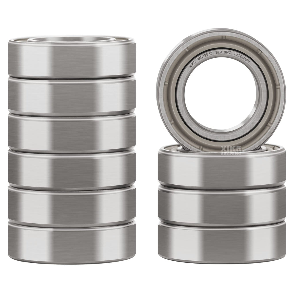 XIKE 10 Pcs MR125ZZ Bearings 5x12x4mm, Double Shield Seals Metal.
