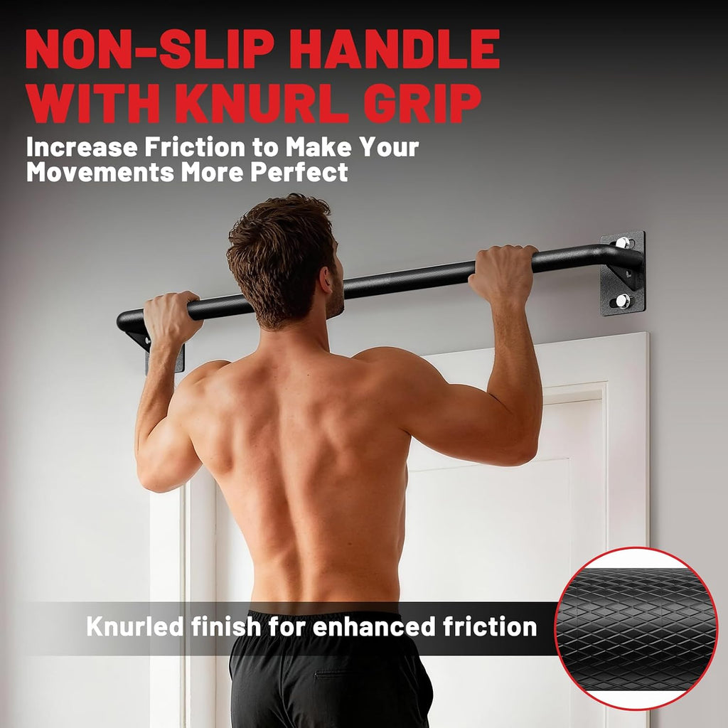 Wall Mounted Pull Up Bar, Chin Up Bar for Home Gym Strength Training | PAPABABE Sturdy Anti-Slip, Knurled Grip, Quick