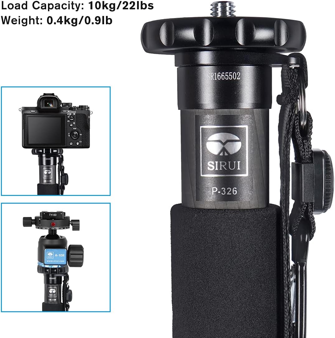 Camera Monopod P-326 6 Section Carbon Fiber Compact Lightweight Travel Monopod