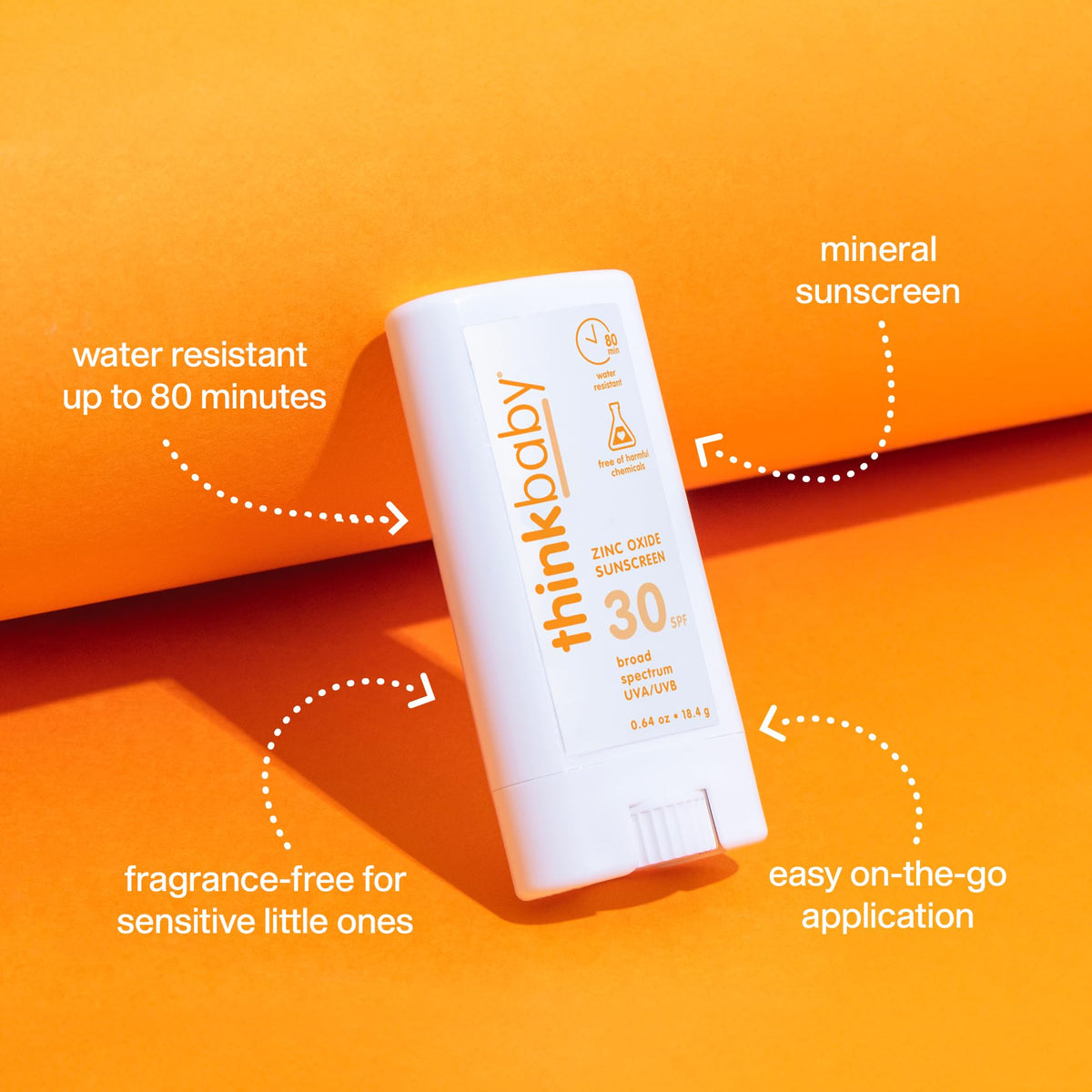 baby Mineral Sunscreen Stick SPF 30, 0.64 Oz, Vegan & Water Resistant