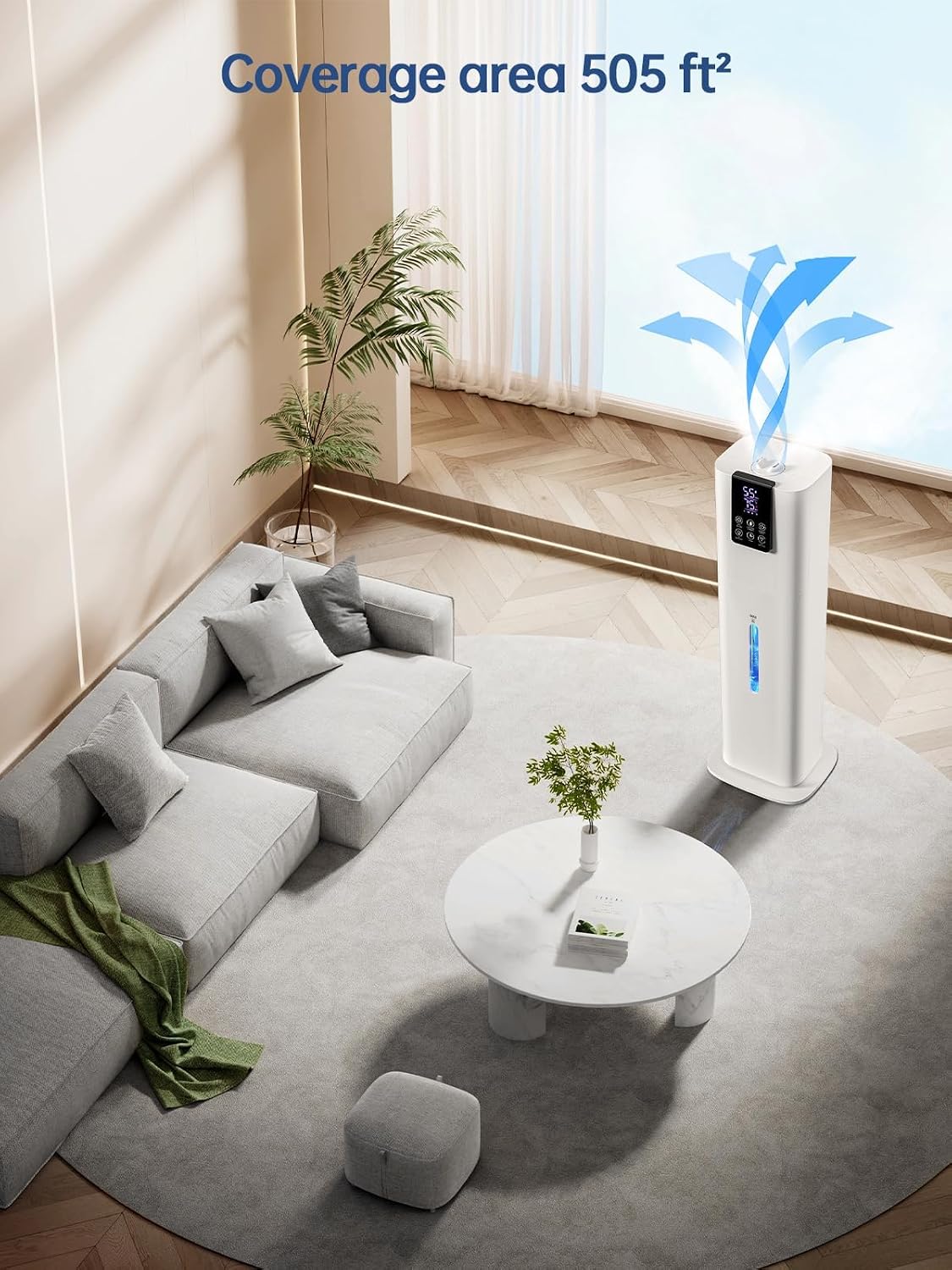 8L Smart Humidifiers for Bedroom Large Room, 2.1Gal Cool Mist Top Fill Diffuser Ambient Light, App & Remote Control