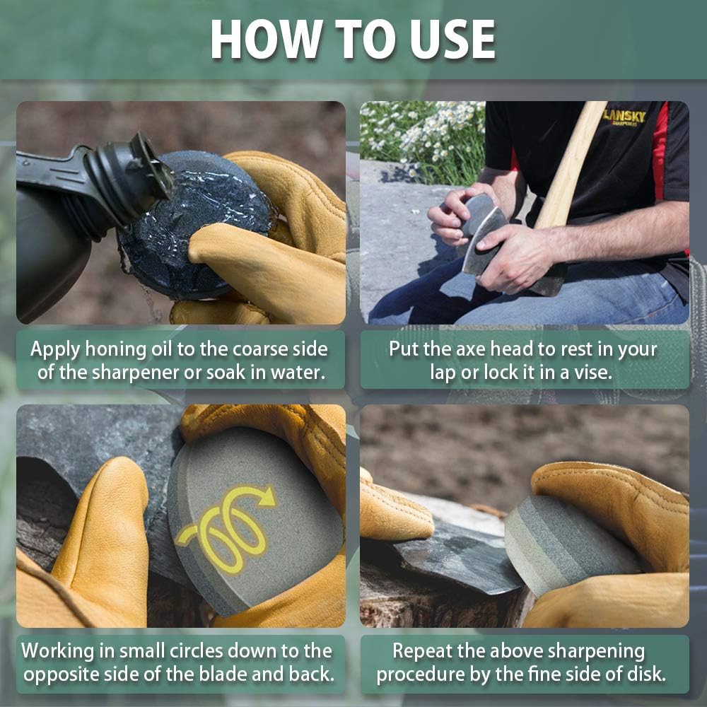Axe/Hatchet Sharpening Puck Whetstone Knife Sharpening Stone | Dual Grit Multi-Purpose Sharpener with Sheath Small