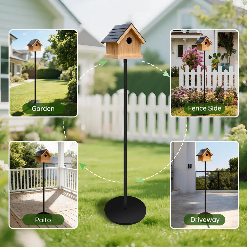 63'' Adjustable Bird Feeder Pole, Heavy Duty Bird House Poles for Outdoors, Portable Bird Feeder Stand with Solid