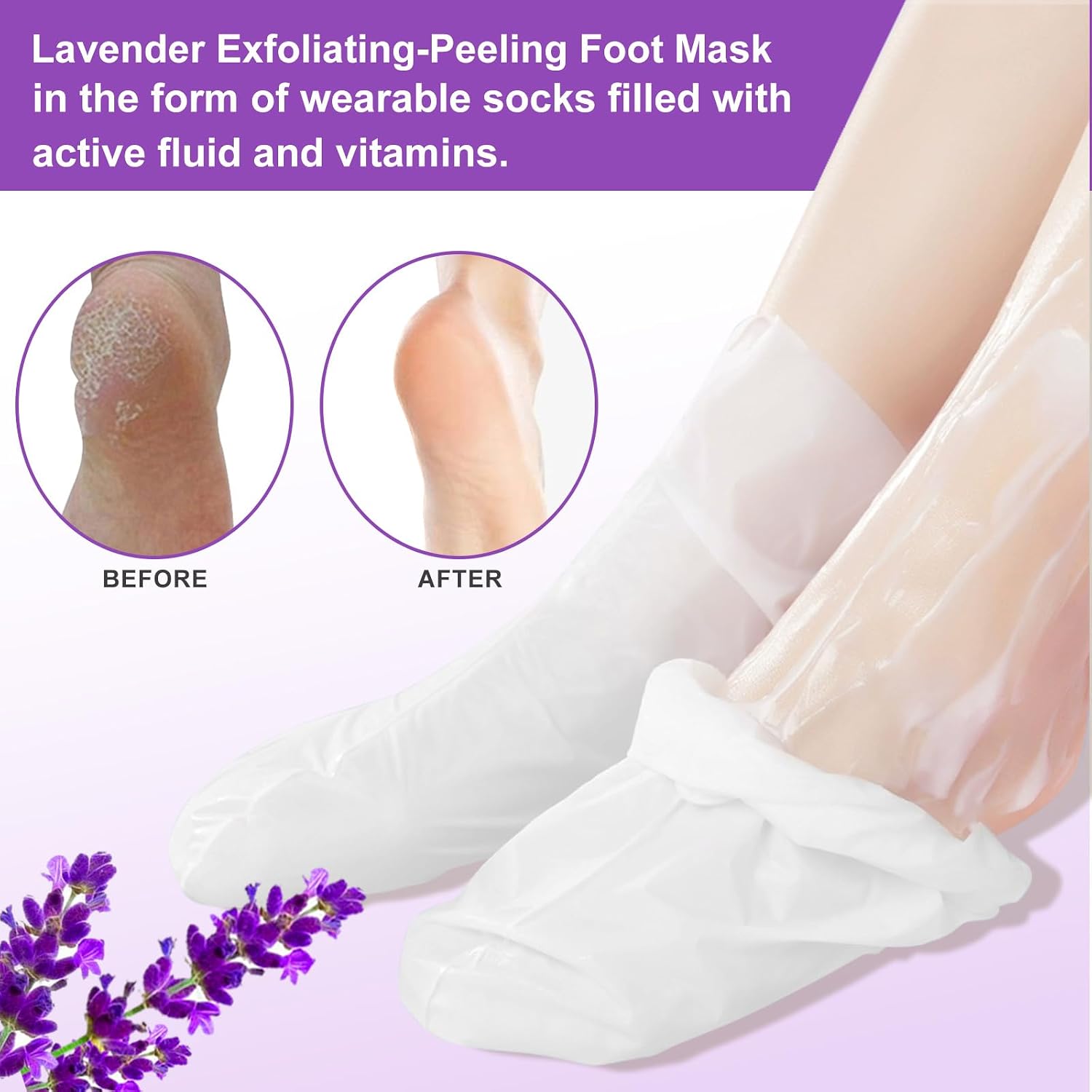 Foot Peeling Mask 5 Pack, Foot Peel Mask Remove Dead Skin, Rough Callus and Cracked Heels, Dry Skin Moisturizer for