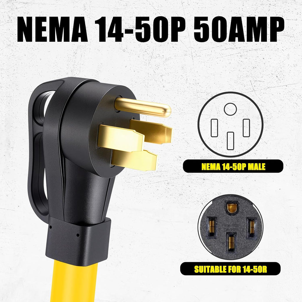 25ft NEMA 14-50P to L14-30R Generator Transfer Switch Adapter Cord | 4 Prong 50amp to 30 Amp Generator to House Inlet