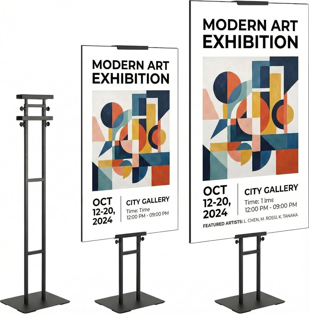 Poster Stand, Adjustable Height Up to 75", Double-Sided Heavy Duty Pedestal Sign Holder, Floor Standing Sign Holder