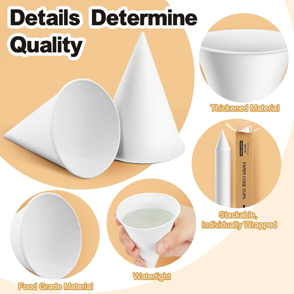600 Pcs 4 oz Paper Cone Water Cups with Cup Dispenser, Black