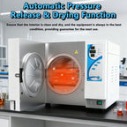 18L Autoclave Sterilizer with Drying Function, 1500W Tabletop Class N High Pressure Steam Sterilizer, 110V Autoclave