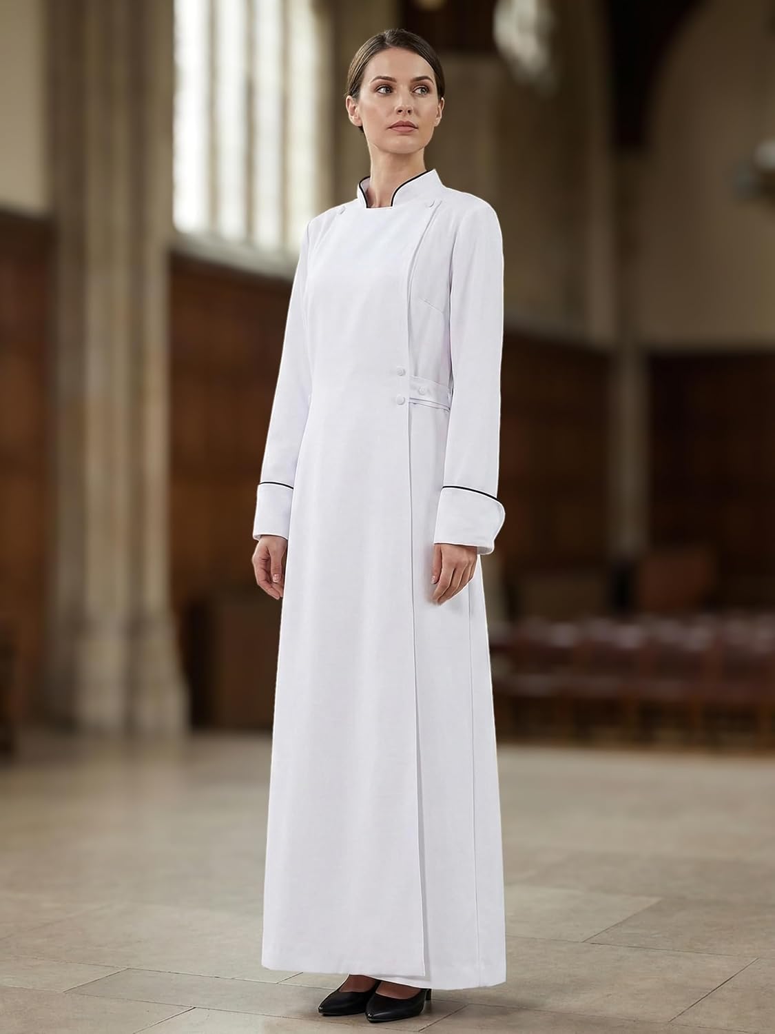 Women Clergy Robe Church Cassock Minister Gown Choir Pastor Costume Outfit Pulpit Service Vestment Dress