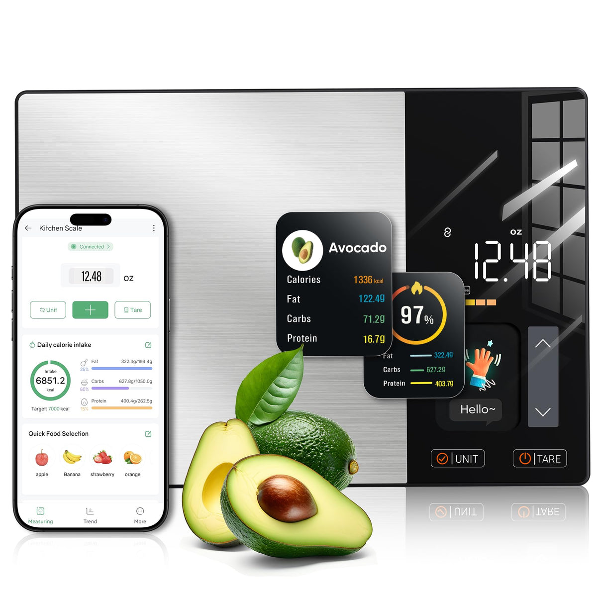 Food Scale with Nutritional Calculator, TFT Display, Track 23 Nutrients