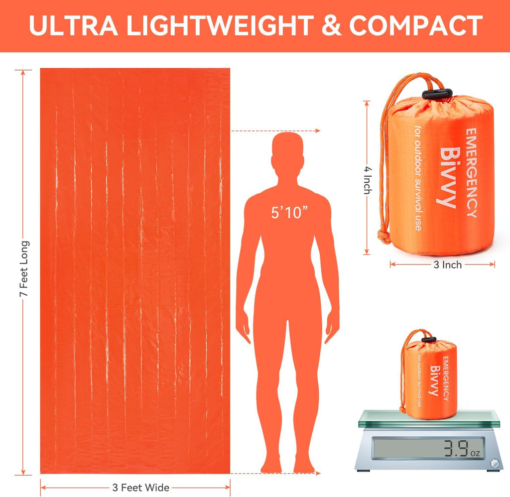 Emergency Sleeping Bag, Survival Bag Portable Thermal Bivy Sack, Waterproof Lightweight Emergency Blanket Survival