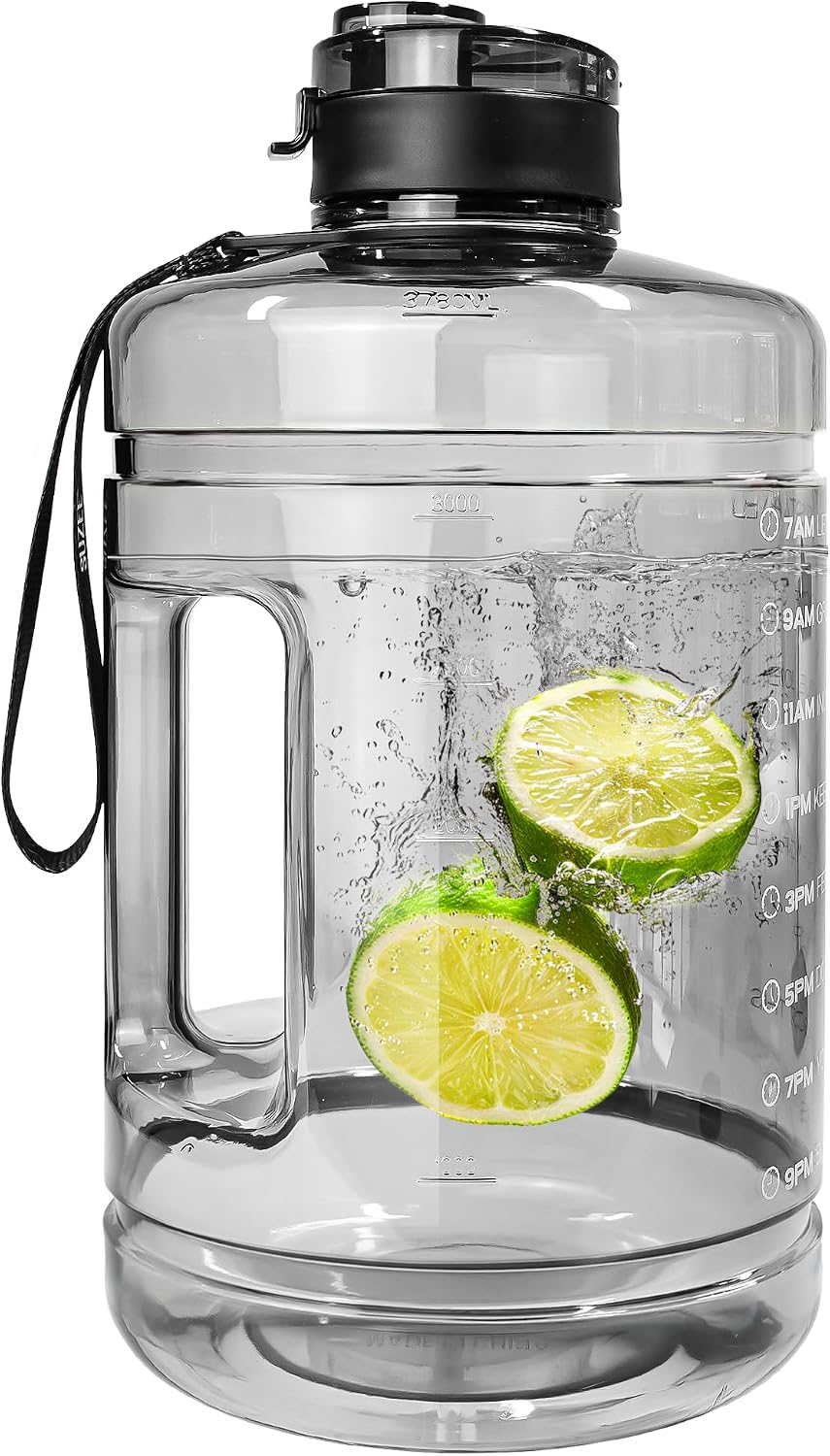 1 Gallon Water Bottle, Water Jug with Motivational Time Marker & Handle | BPA Free,Gallon Water Jug, Half Gallon
