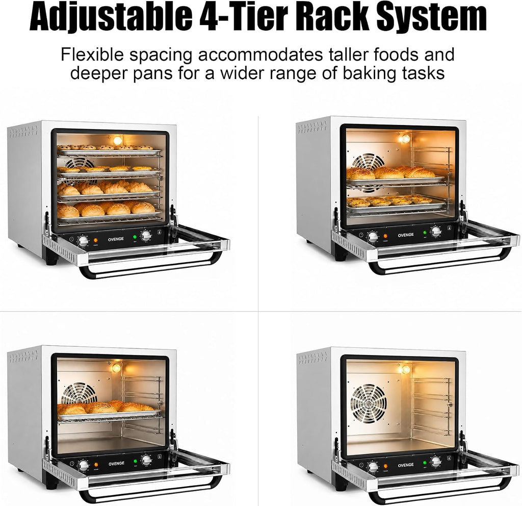 Commercial Countertop Convection Oven 60QT & 66L 110V-120V Half-size commercial oven 360° Even Hot Air Circulation