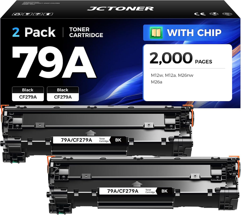 79A Black Toner Cartridge Combo Set (2-Pack with chip) High Yield Replacement for HP 79A CF279A Compatible with HP