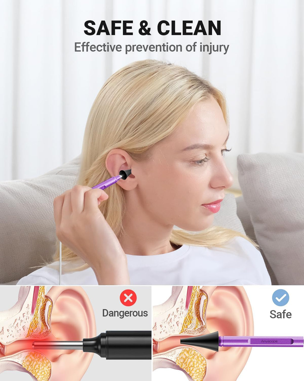 Digital Otoscope Compatible with iPhone & Android, Video Ear Scope Camera