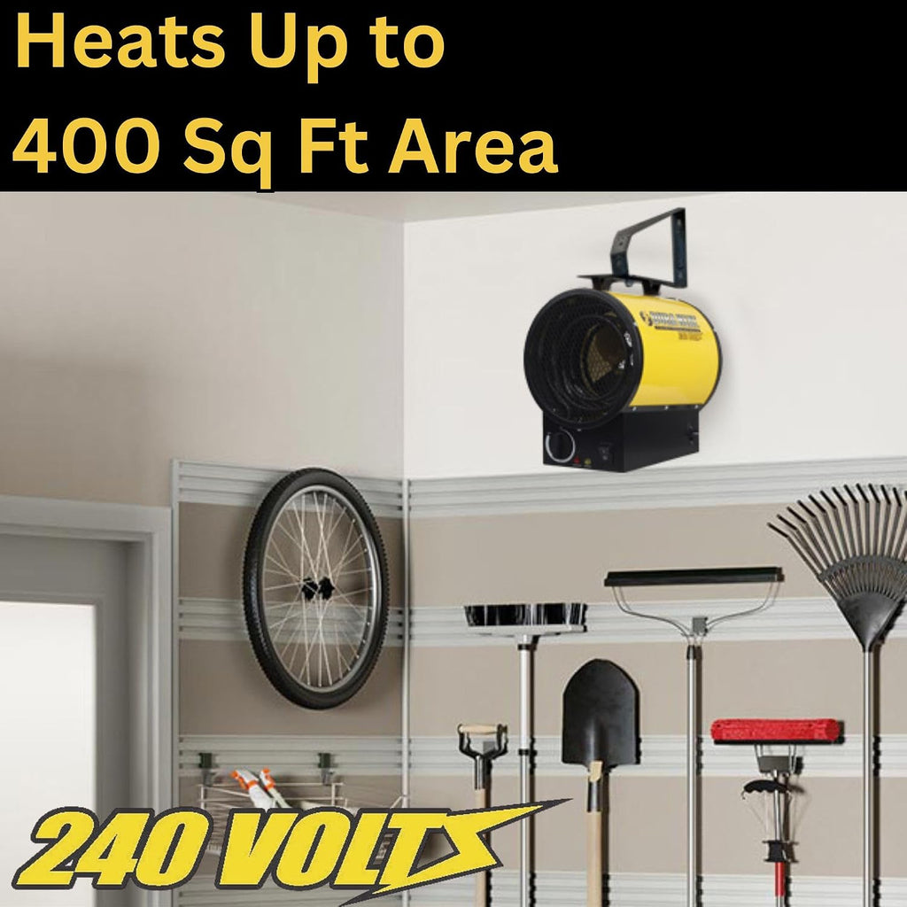 240V Electric Space Heater for Garage, 3750W, 12800 BTU - EUH4000 | 6-20P Plug, Electric Industrial Garage Heater