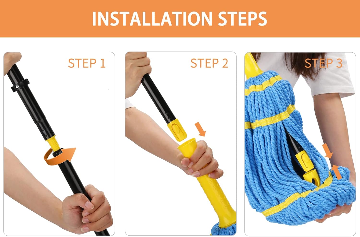 Self-Wringing Twist Mops with 1 Extra Refill, Microfiber Mops for Floor Cleaning with 57 " Long Handle, Easy Wringing