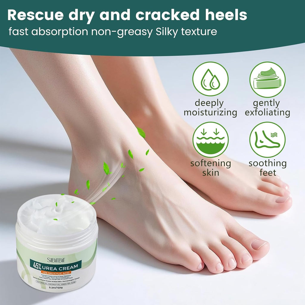 Urea Cream 45% for Feet with Maximum Strength Moisturizing, with 2% Salicylic Acid, for Dry and Cracked Heel, Foot
