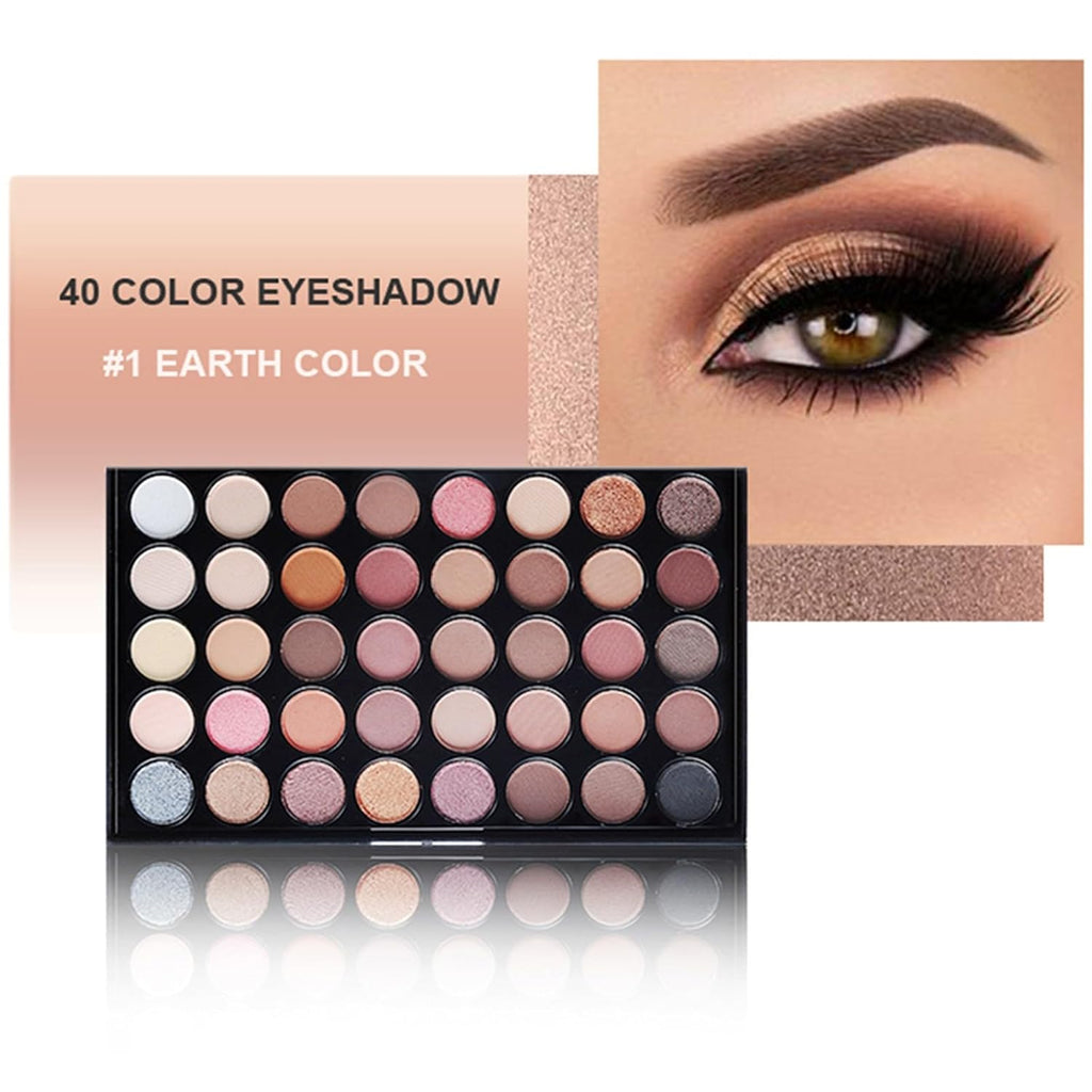 40-Color Eyeshadow Palette Eye Makeup Set(Pink) | 40 Color Shade Palette All-in-One Kit Begineer Friendly Full Eye