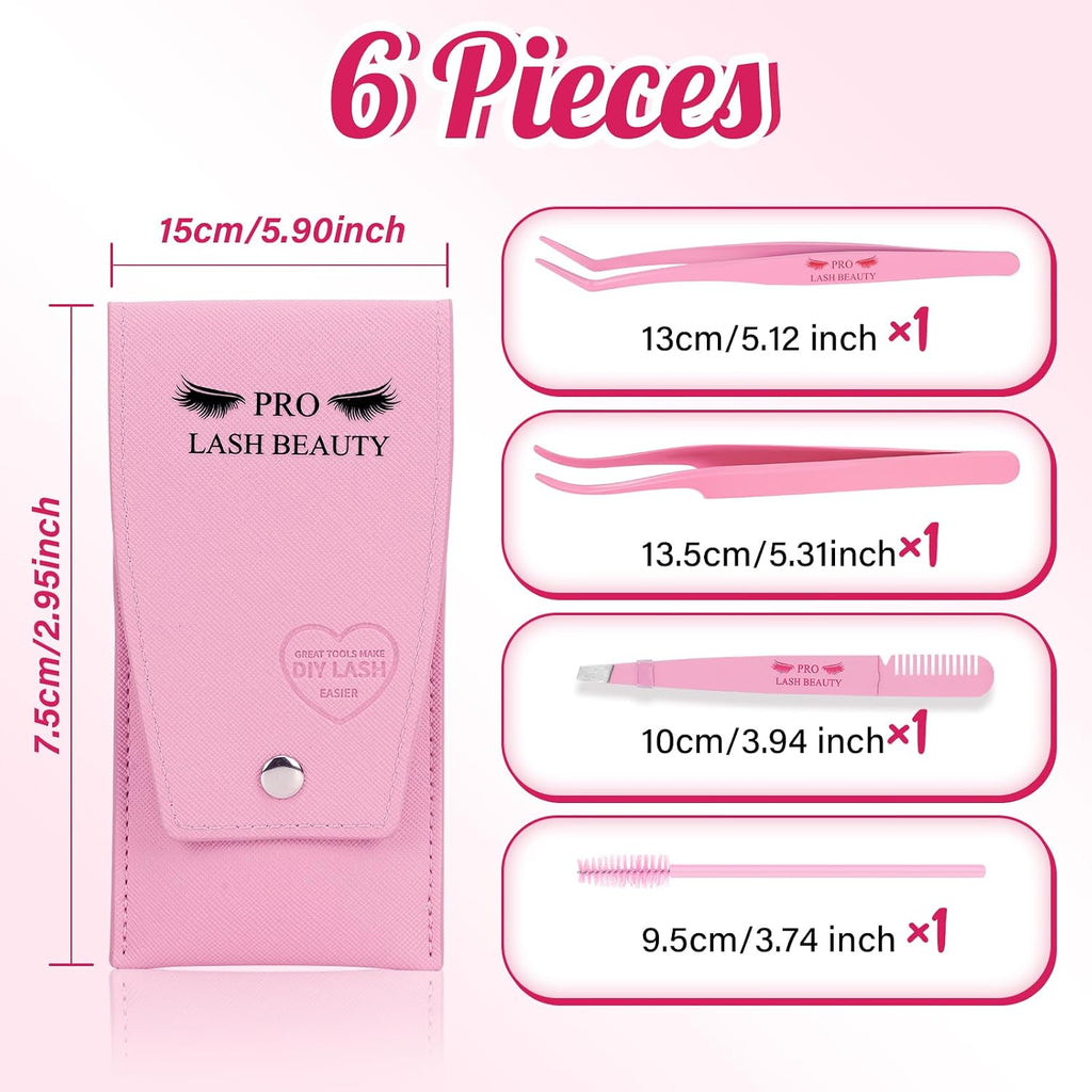 PRO Lash Tweezers Eyelash Applicator 3 IN 1 Tweezers Kit with Brush(3 pcs-02)