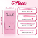PRO Lash Tweezers Eyelash Applicator 3 IN 1 Tweezers Kit with Brush(3 pcs-02)